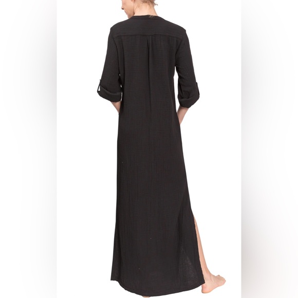 Everyday Ritual Tracey Caftan Cover-Up in Black, Size L - Picture 2 of 6